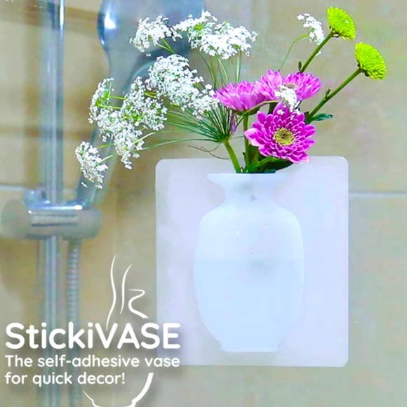 🆕 StickiVASE SELF-ADHESIVE VASE Holds Water & Flowers Hangs on Walls & Windows - Picture 11 of 12